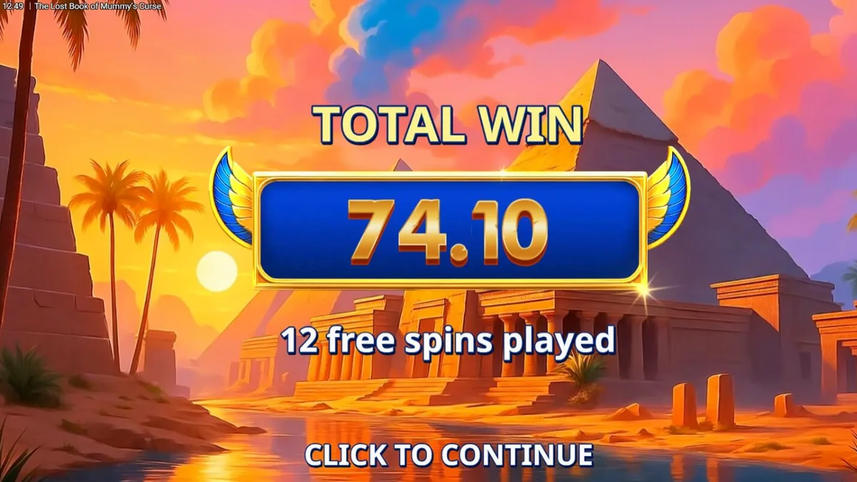 Visual vibrante e estilo cartoon do slot The Lost Book of Mummy’s Curse com elementos egípcios